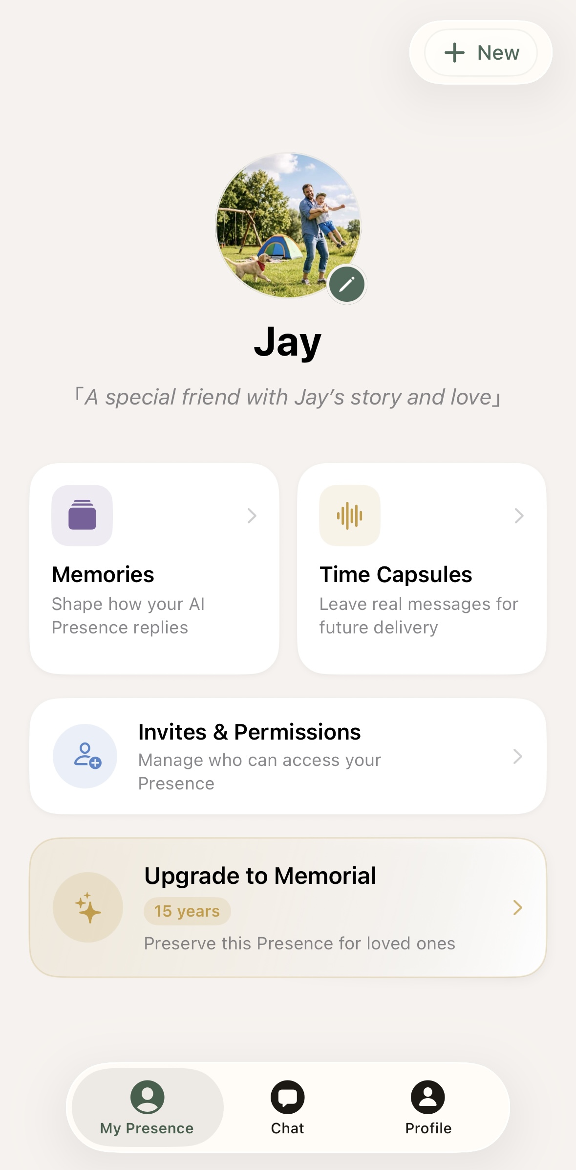 Presence home screen in DearWith